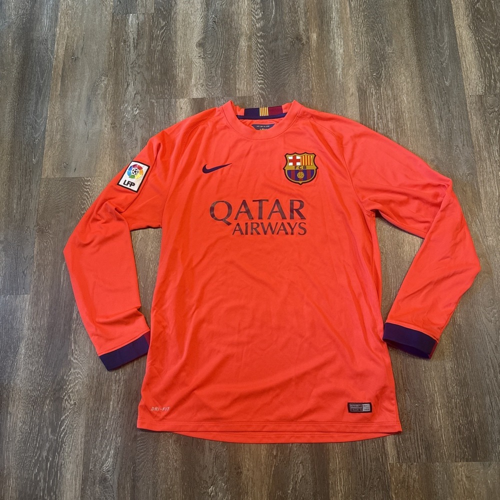 Nike FC Barcelona 2014/15 L Away Jersey Long Sleeve Qatar Airways LFP Authentic